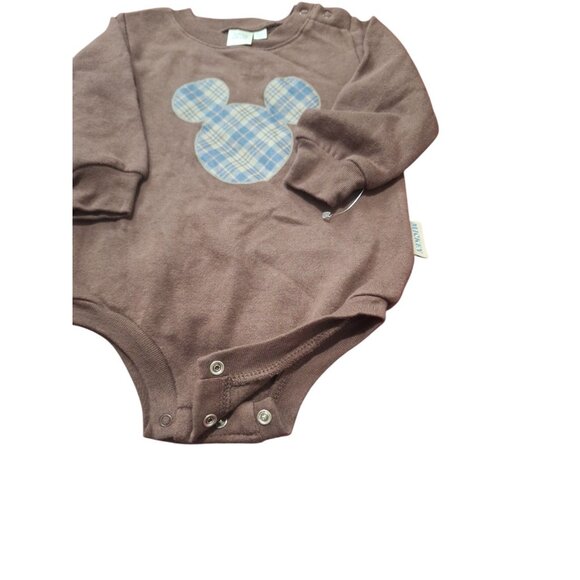 Disney Baby Unisex Brown Mickey Mouse Long Sleeve Bodysuit Sz 6-9 Months NWOT - Picture 3 of 7